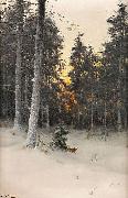 Mauritz Lindstrom Fox in Winter Forest Germany oil painting artist